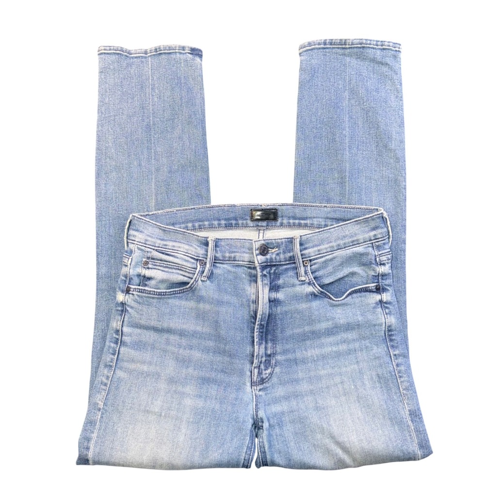 MOTHER High Waisted Skinny Jeans Light Wash Blue Size 28